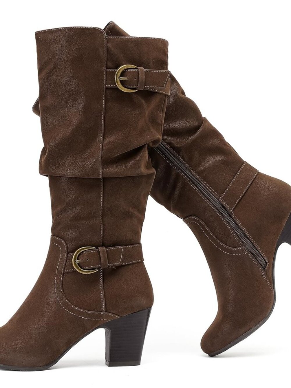Women's Knee High Boots Slouchy Heeled Boots.